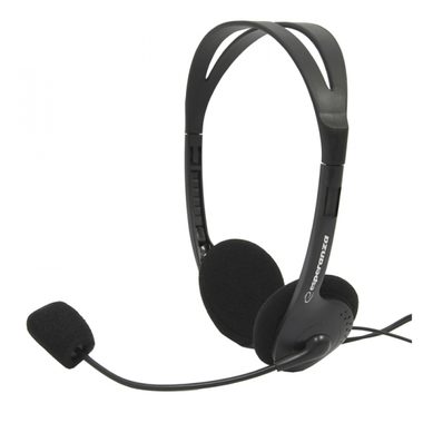 Esperanza EH102 Scherzo černá / stereo sluchátka s mikrofonem / 3.5 mm jack / ovládání hlasitosti / 2.5 m