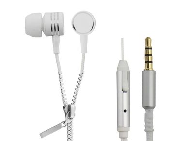 Esperanza EH161W Zipper bílá / stereo sluchátka s mikrofonem / 3.5 mm jack / zipová / 1.2 m