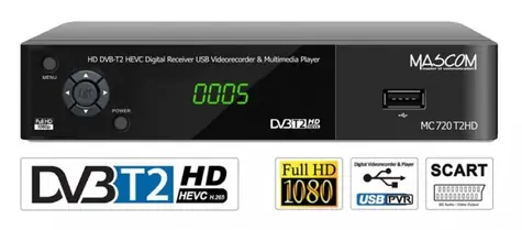 MASCOM MC720T2 / DVB-T2 přijímač / HD DVB-T2 / H.265 / HEVC
