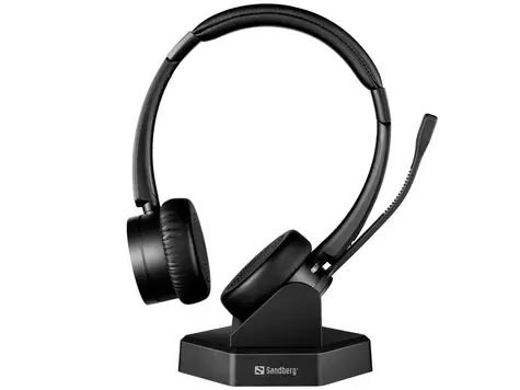 Sandberg Bluetooth Office Headset Pro+ / bezdrátový headset / Bluetooth 5.0 / nabíjecí základna / černá