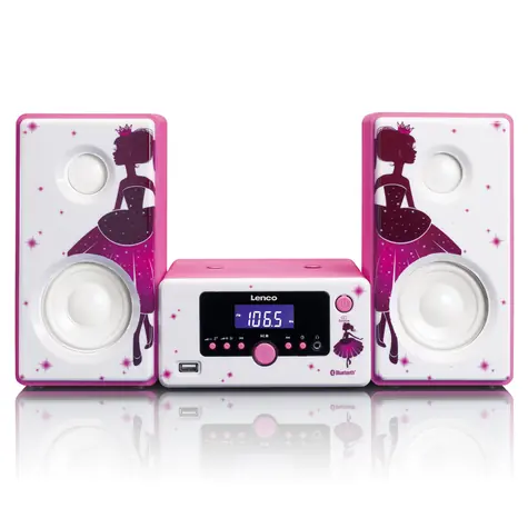 Lenco MC-020 Princess růžová / mikrosystém pro děti / FM Rádio / BT / USB