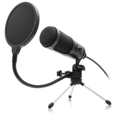 Niceboy VOICE černá / stolní kondenzátorový mikrofon / USB / Plug&Play / kardioda