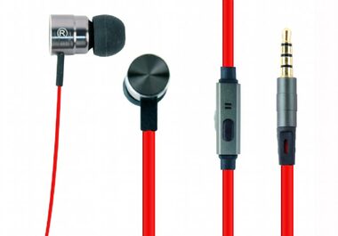 Gembird MHS-EP-LHR červená / sluchátka do uší / mikrofon / 3.5 mm jack / kabel 1.2 m