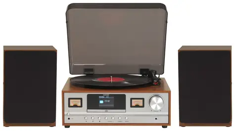 Denver MRD-52 světlé dřevo / Gramofon / CD / DAB+ a FM / Bluetooth / AUX / výstup na sluchátka