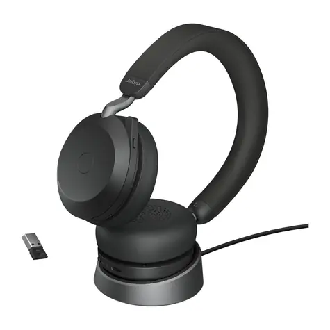 Jabra Evolve2 75 UC USB-A černá + nabíjecí stojánek / mikrofon / ANC / USB-A (nabíjení) / USB adaptér + Bluetooth