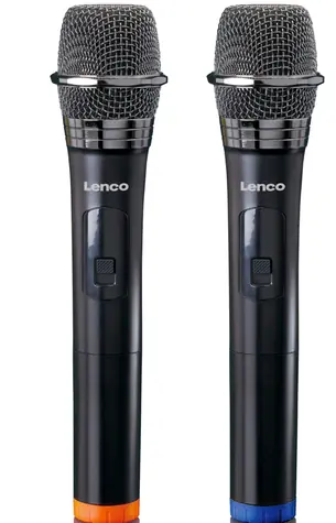 Lenco MCW-020BK / Sada 2x mikrofon / bezdrátový přijímač 6.3mm jack / 863.5 & 864.5 MHz / 2x AA
