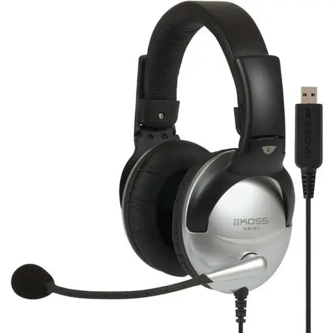 Koss SB45 USB černo-stříbrná / sluchátka s mikrofonem / USB / 2.4m / bez kódu / doprodej