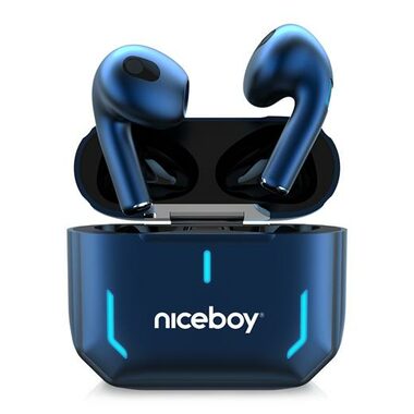 Niceboy HIVE SpacePods modrá / Bezdrátová sluchátka / BT 5.1 / IPX5 / 20-20000 kHz / 104 db / Dotykové tlačítko / USB-C 