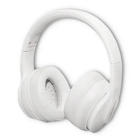 Qoltec 50845 Soundmasters bílá / Bezdrátová sluchátka / Mikrofon / Bluetooth 5.0 / 3.5mm Jack / USB-C (nabíjecí)
