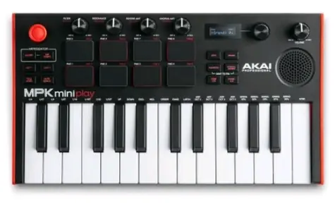 AKAI MPK Mini Play MK3 Ovládací klávesnice Pad kontrolér MIDI USB černo-červená