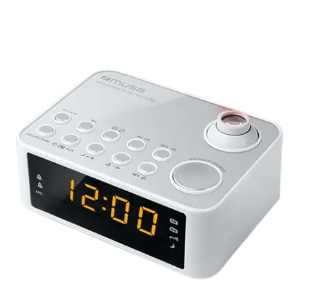 Muse M-178 PW bílá / Budík s rádiem / projektor / FM / MW / 3.5mm