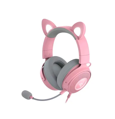 Razer Kraken V2 Pro Kitty růžová / Herní sluchátka s mikrofonem / USB / 2m