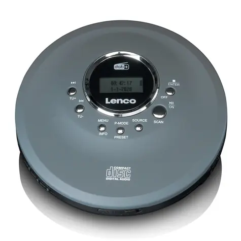 Lenco CD-400 šedá / Přenosný CD přehrávač / MP3 / DAB+ / FM / 3.5mm