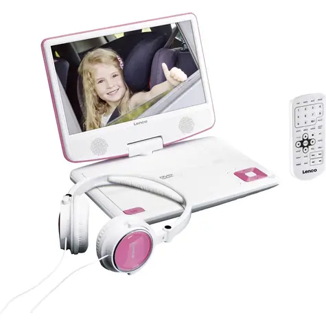 Lenco DVP-910 růžová / Přenosný DVD přehrávač / 9" / 800 x 480 / USB / 3.5mm