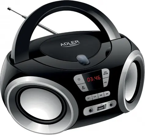 Adler AD 1181 stříbrno černá / Přenosné rádio / FM / AUX / 3W / 2 reproduktory