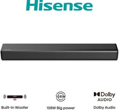 Hisense HS214 černá / Soundbar / 80W / 2.1 / HDMI / USB / optický vstup 