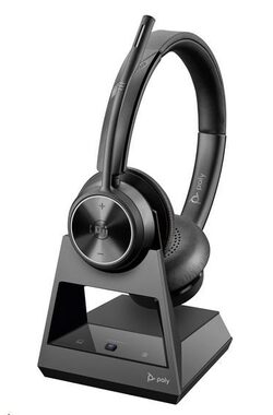 Poly Savi 7320-M šedá / Bezdrátová náhlavní souprava / mikrofon / dvě sluchátka / DECT