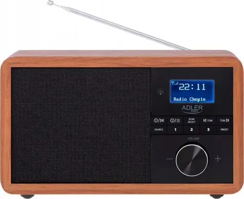 Adler AD 1184 hnědá / Rádio / FM / DAB+ / Bluetooth 5.0 / SD / USB / AUX