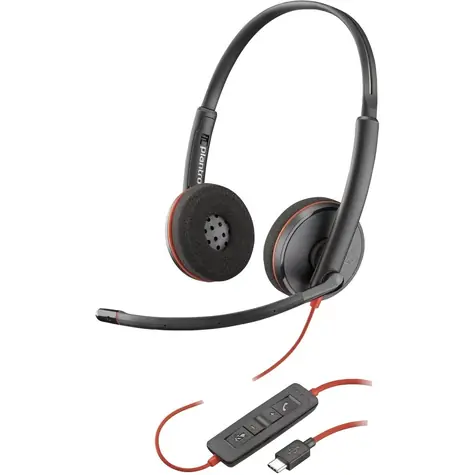 Poly Blackwire C3220 černá / Náhlavní souprava / mikrofon / dvě sluchátka / USB-C