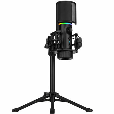 Streamplify MIC RGB (tripod) černá / Stolní mikrofon s tripodem / kardiodní / RGB / USB