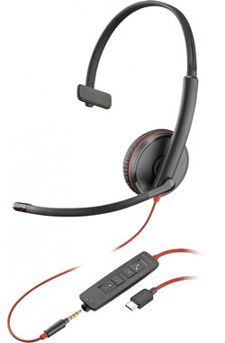 Poly Blackwire C3215 černá / Náhlavní souprava / mikrofon / jedno sluchátko / 3.5mm jack / USB-C