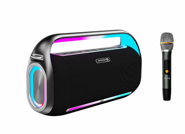 SWISSTEN HARMONY černá / Bluetooth reproduktor / IP54 / 200W / 18000mAh / AUX / karaoke mikrofon / BT 5.0