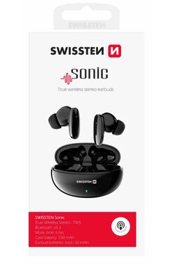 SWISSTEN SONIC TWS černá / Bluetooth sluchátka / BT 5.3 / 2x 30 mAh / 230 mAh
