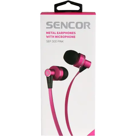 SENCOR SEP 300 MIC růžová / Sluchátka do uší / mikrofon / 3.5mm jack / 1.2m 