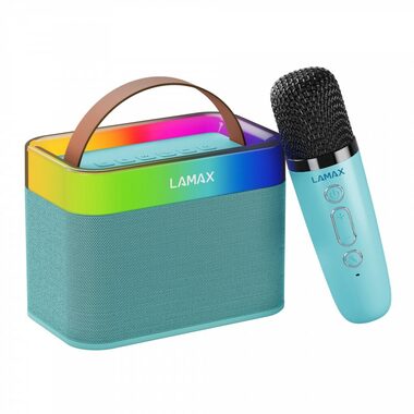 LAMAX KaraokeKid1 Blue / Bezdrátový reproduktor / Karaoke / 10 W / výdrž až 8 h / BT 5.3 / microSD / flash disk / doprodej