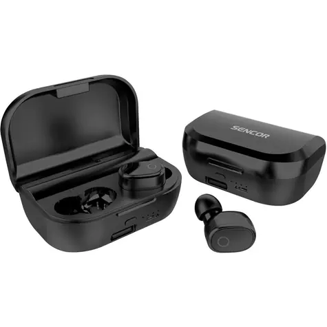 SENCOR SEP 520BT černá / Bezdrátová sluchátka / mikrofon / Bluetooth 5.0 / dobíjecí pouzdro 
