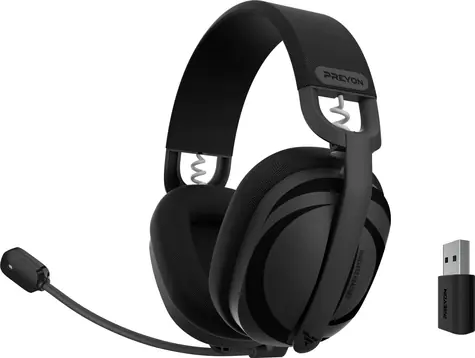 PREYON Tornado Fly černá / herní bezdrátová sluchátka / mikrofon / Bluetooth 5.2 / USB-C