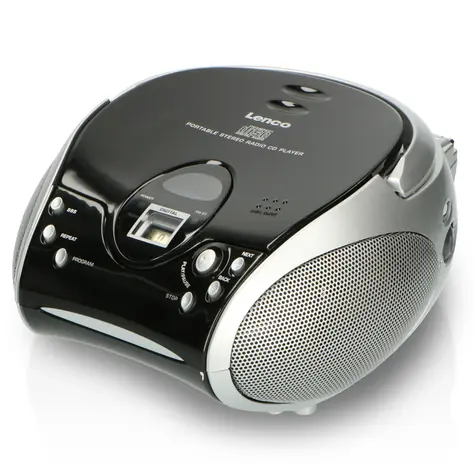 Lenco SCD-24 černo-stříbrná / Přenosný CD přehrávač / FM / 3.5mm