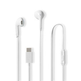 Nedis Kabelová Sluchátka bílá / USB-C / Délka kabelu: 1.20 m / Vestavěný mikrofon / Ovládání Hlasitosti 