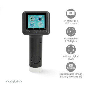Nedis Microscope Camera černá / Ruční digitální mikroskop / 1080P / 48MP / 2" barevný TFT LCD 