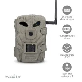 Nedis Wildlife Camera / Fotopast / 4G / 1080p@30fps / 30.0 MPixel / 2 MPixel CMOS / IP66 / noční vidění 