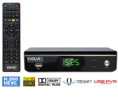 EVOLVEO Omega S3 / HD DVB-T2 / HDMI / SCART / USB / LAN / H.265/HEVC rekordér 