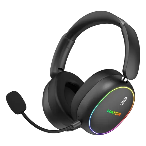 Hator ESH40 Phoenix 2 Wireless černá / herní bezdrátová sluchátka s mikrofonem / 10-44000Hz / ANC / 2.4GHz / BT / USB 