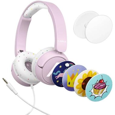LAMAX SoundKid1 Pink / sluchátka s mikrofonem / 3.5 mm jack / kabel 1.2 m