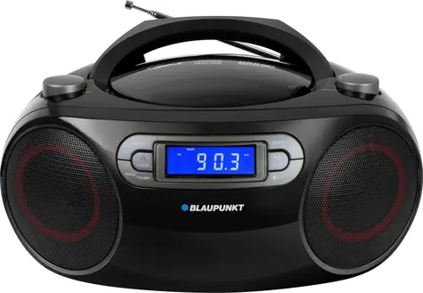 BLAUPUNKT BB18BK černá / Rádiomagnetofon / FM/CD/MP3/USB/AUX / budík / 2x 2W RMS