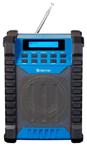 Denver WRB-60 DAB+ / aku stavební rádio / DAB+ FM / BT / Li-ion 2000 mAh / IP54