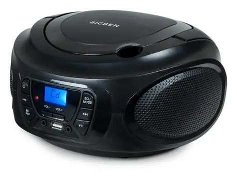 Bigben CD62NUSBBT černá / Přenosný CD přehrávač / MP3 / FM / BT / 4x LR14 