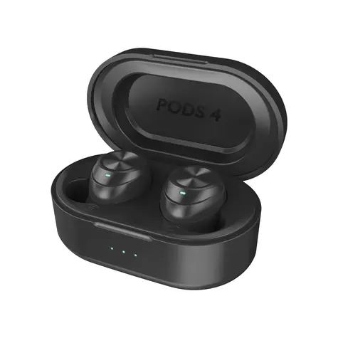 Niceboy Pods 4 černá / Bezdrátová sluchátka s mikrofonem / Bluetooth 5.0 / IPX5 / nabíjecí pouzdro 