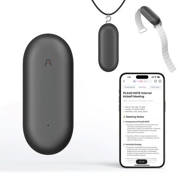 PLAUD Note Pin Grey - AI hlasový záznamník (2025) / Diktafon / Kapacita 64 GB / Výdrž baterie 20 h / BT / USB / WiFi