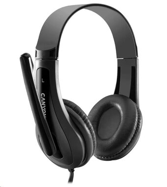 CANYON CNS-CHSC1B / lehký PC headset / kombinovaný 3.5 mm jack / kožené naušníky / černá