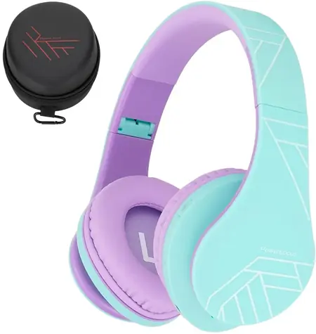 PowerLocus P2 Kids Turquoise/Purple / Dětská bezdrátová sluchátka s mikrofonem / Bluetooth 5.3