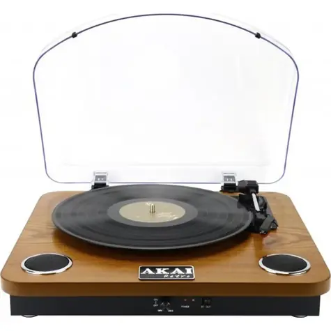 AKAI ATT-11BT hnědá / Gramofon / 33 & 45 & 78 RPM / RCA-in / Bluetooth 5.0 / USB / repro