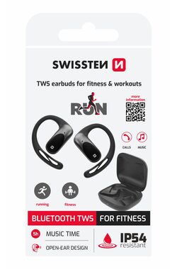 SWISSTEN Run Open Ear černá / Open-ear bezdrátová sluchátka / BT 5.4 / IP54