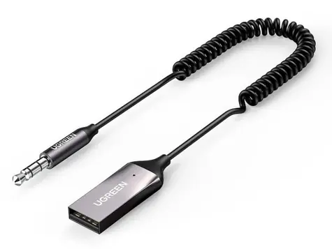 Ugreen CM309 Audio přijímač USB audio adaptér AUX jack černá / Bluetooth 5.0 / USB / dosah 10 m