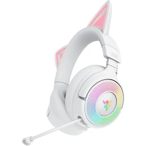 Razer Kraken Kitty V3 Pro bílá / bezdrátová herní sluchátka / mikrofon / 2.4GHz / Bluetooth / RGB
