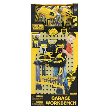 G21 DELUXE TOOLS Pracovní stůl s nářadím / žluto-šedá / Rozměry rozloženého stolu 57 x 91 x 38.5 cm / od 3 let